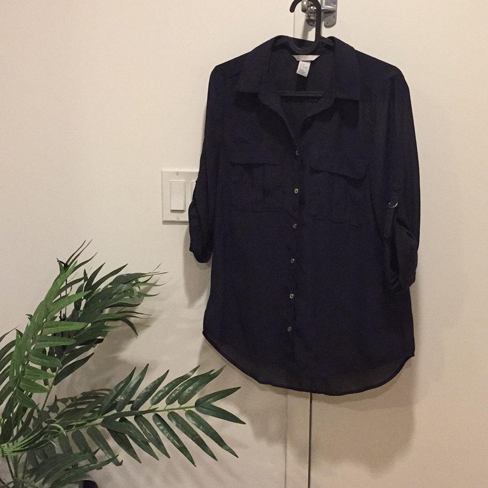 H&M utility button down shirt size 8